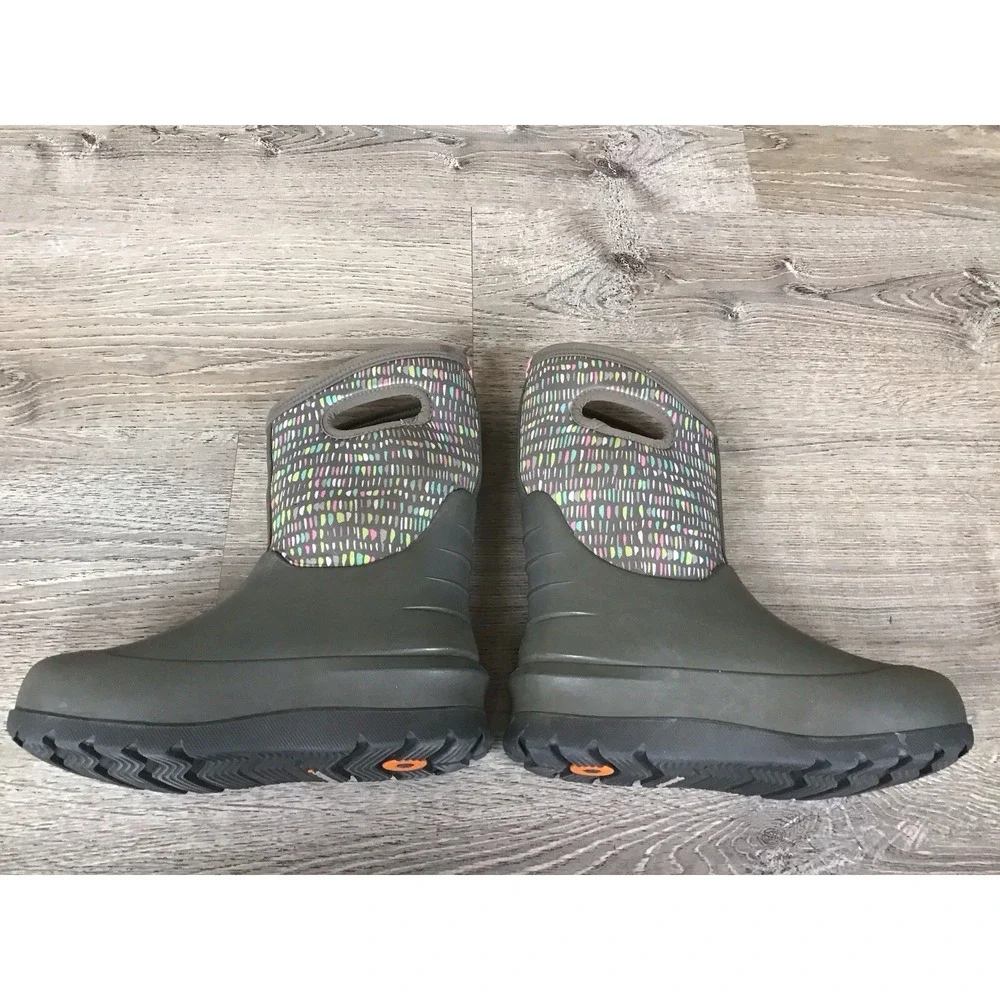 BOGS Neo Classic Youth 5 Waterproof Twinkle Winter Boots Gray BioGrip Outsole